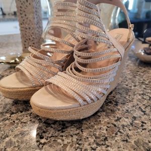 Steve Madden Rhinestone Strappy wedge platforms